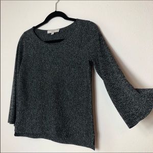 LOFT Gray Knit Wide Sleeve Top Size XS